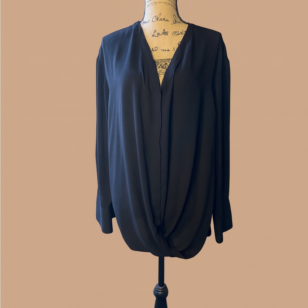 Chelsea28 Black Drape Blouse
